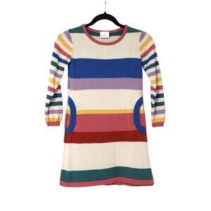 Hanna Anderson Striped Rainbow Colorful Long Sleeve Sweater Dress 120CM 6-7 US